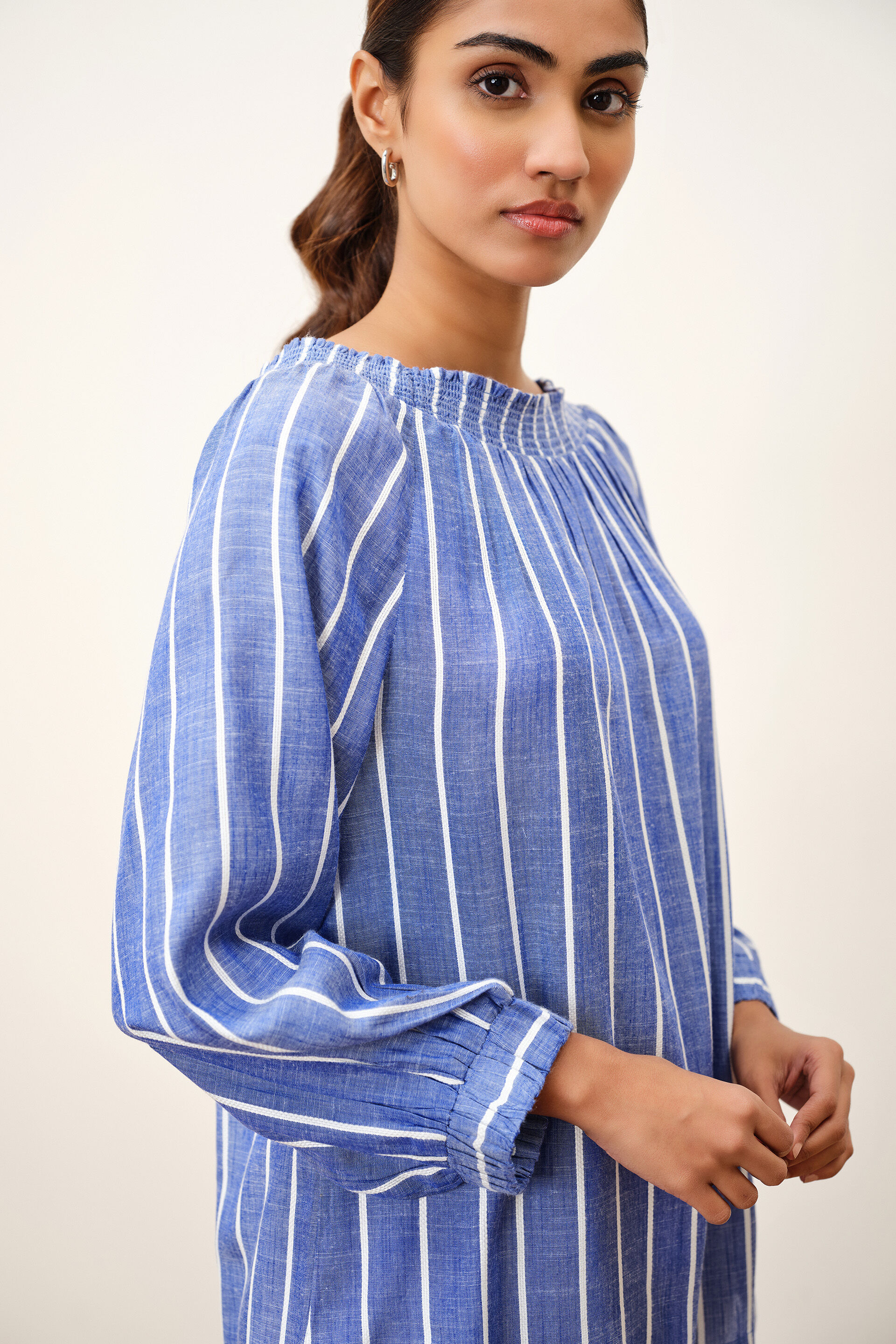 Coastal Blue Striped Top, Blue, image 4